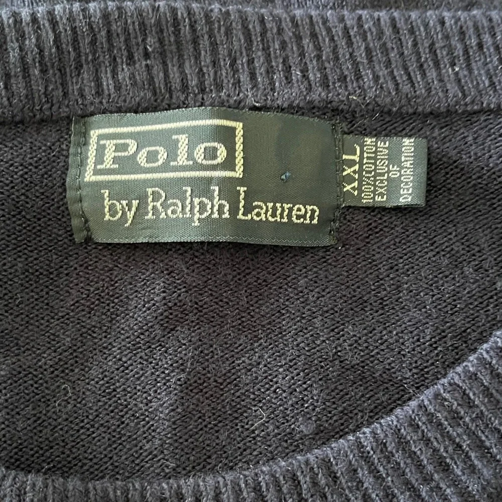 Polo Ralph Lauren Navy Crewneck Sweater XXL Red Pony Logo 100% Cotton Pullover‎
